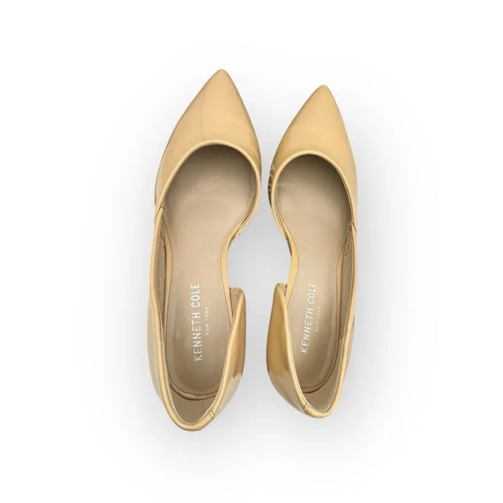 Kenneth Cole Womens Pointy Toe Leather Wedge Ellis Half d'Orsay Pumps Cream Sz 7